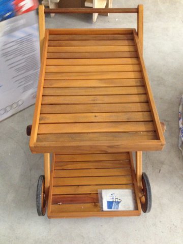  carrello acacia 2 piani con ruote