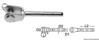 Terminale inox forcella Ø 2,5 mm - 05.191.25 Osculati Terminali e redance