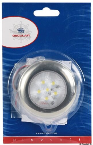 Luce di cortesia rotonda ghiera inox 6 LED blu - 13.179.53 Osculati Fari, plafoniere