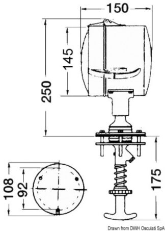 Faro comando interno 24 V - 13.242.24 Osculati Fari, plafoniere