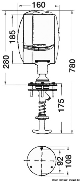 Faro comando interno 24 V 185 mm - 13.342.24 Osculati Fari, plafoniere