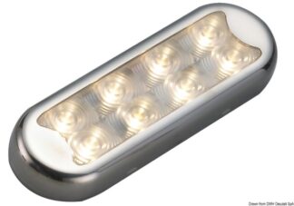 Plafoniera Bimini inox compatta a 8 LED fondo piatto, senza interruttore - 13.525.01 Osculati Fari, plafoniere