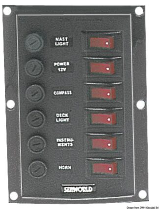 Pannello 6 interruttori verticale - 14.103.31 Osculati Materiale elettrico