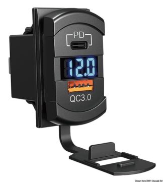 Doppia presa USB A+C e Voltmetro 12/24V - 14.195.63 Osculati Materiale elettrico