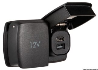 Presa Flip Pro Duo USB-A+USB-C e Power Socket 12V - 14.195.82 Osculati Materiale elettrico
