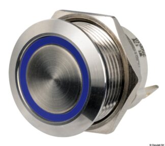 Interruttore FLAT inox ON Momentaneo - OFF 12/24 V blu - 14.315.07 Osculati Materiale elettrico