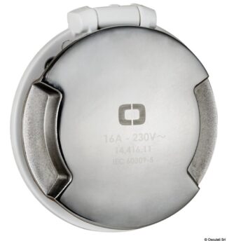 Presa elettrica Cruiser 32 A bianca e cover inox - 14.432.11 Osculati Materiale elettrico
