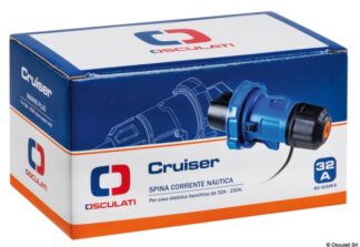 Presa elettrica Cruiser 32 A nera e cover inox - 14.432.21 Osculati Materiale elettrico