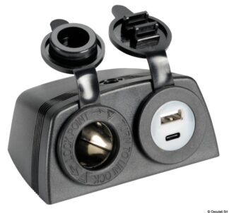 Presa accendisigari + USB-A + USB-C con carenatura - 14.516.14 Osculati Materiale elettrico
