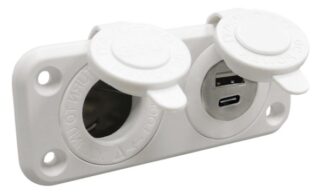 Presa accendisigari + USB-A + USB-C bianca - 14.516.16 Osculati Materiale elettrico