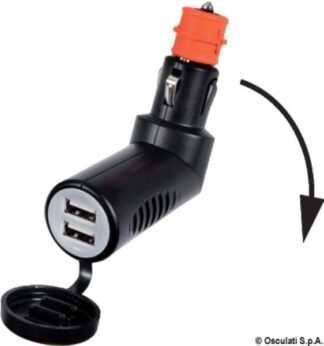 Adattatore presa corrente snodato con doppia USB - 14.517.14 Osculati Materiale elettrico