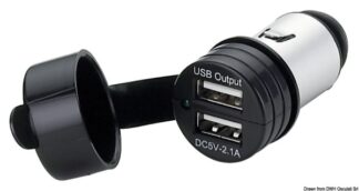 Adattatore presa corrente doppio USB con cappuccio - 14.517.15 Osculati Materiale elettrico