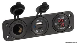 Voltmetro/Amperometro digitale 12V e USB-A + USB-C - 14.517.29 Osculati Materiale elettrico