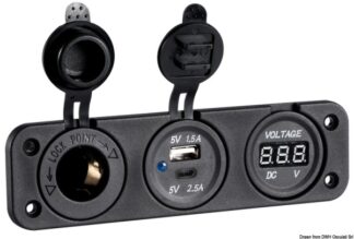 Voltmetro digitale e presa corrente USB doppia A+C - 14.517.53 Osculati Materiale elettrico