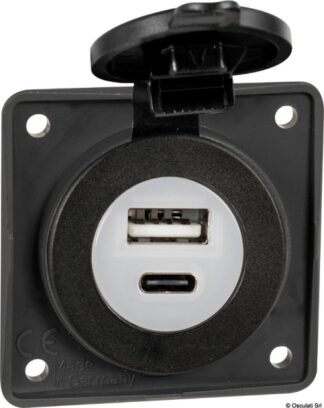 Presa incasso doppia USB Type-A + Type-C - 14.527.01 Osculati Materiale elettrico