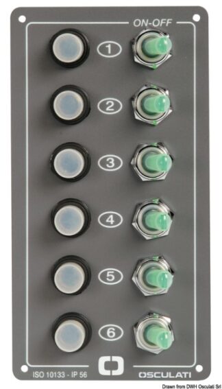Pannello Elite 6 interruttori - 14.700.00 Osculati Materiale elettrico