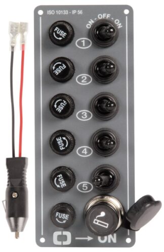 Pannello 5 interruttori + presa accendino - 14.703.00 Osculati Materiale elettrico