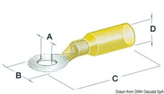 Occhioli stagni foro 6,4 mm giallo - 14.800.04 Osculati Materiale elettrico