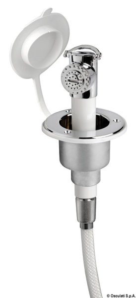 Doccia a pulsante cromata tubo PVC 4 m in piano - 15.244.01 Osculati Doccette, pompe a mano