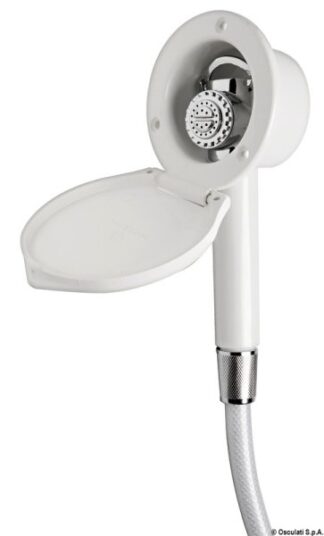 Doccia Elegant bianca tubo PVC 4 m a parete - 15.246.04 Osculati Doccette, pompe a mano