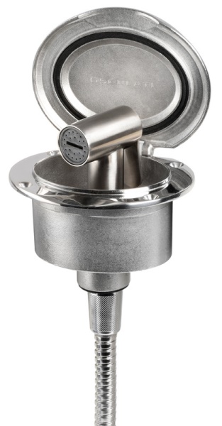 Box Elissa inox con doccia Tiger tubo Inox 4 m - 15.303.31 Osculati Doccette, pompe a mano