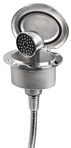 Box Elissa inox con doccia Keji tubo inox 4 m - 15.304.31 Osculati Doccette, pompe a mano