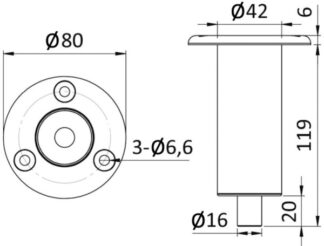 Basetta inox a incasso per 15.480.xx - 15.480.21 Osculati Doccette, pompe a mano