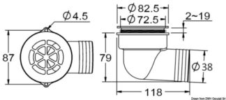 Scarico a pozzetto con flap antireflusso ø 1,5" - 17.126.01 Osculati Raccorderia, filtri