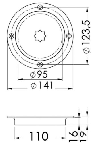 Botola ispezione AISI 316 passaggio 95 mm - 20.100.20 Osculati Tappi imbarco, portelli