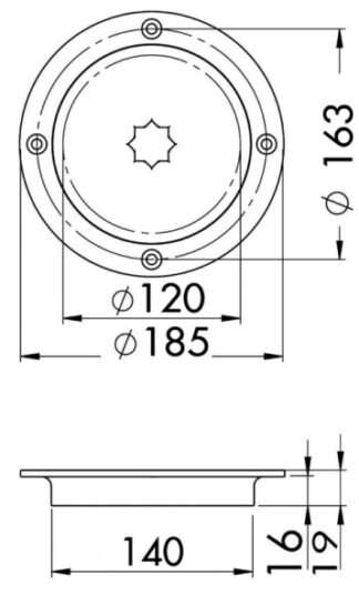 Botola ispezione AISI 316 passaggio 120 mm - 20.100.40 Osculati Tappi imbarco, portelli