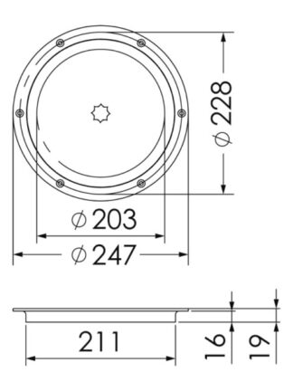 Botola ispezione AISI 316 passaggio 203 mm - 20.100.50 Osculati Tappi imbarco, portelli