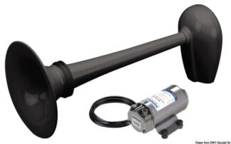 Tromba nera omologata RINA fino a 20 m 24 V - 21.440.25 Osculati Avvisatori acustici