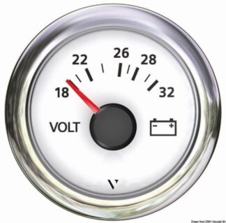 Voltmetro 18/32 V bianco - 27.487.01 Osculati Strumentazione motore ed impianti