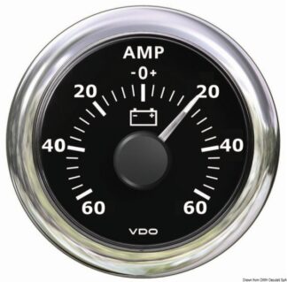 Amperometro -60 A +60 A nero - 27.590.01 Osculati Strumentazione motore ed impianti