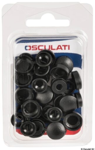 Orli sottovite Shure Caps neri (blister 20 pz) - 37.343.02 Osculati Viteria