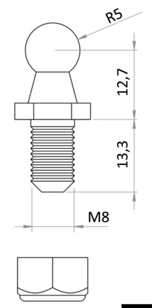 Pallina fissaggio molle gas - 38.012.00 Osculati Molle a gas, ferramenta inox
