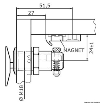 Scrocco Magnetico Ovale Tipo "A" - 38.179.45 Osculati Molle a gas, ferramenta inox