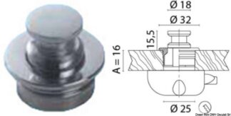 Pomello ot.cr. mm 23 - 38.181.22 Osculati Molle a gas, ferramenta inox