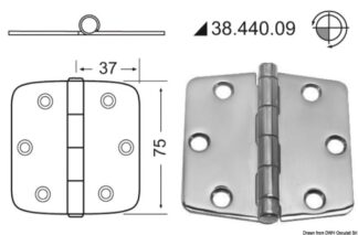 Cerniera inox 74x75 mm - 38.440.09 Osculati Molle a gas, ferramenta inox