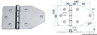 Maxi cerniera 180x100 mm - 38.440.15 Osculati Molle a gas, ferramenta inox