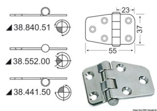 Cerniera inox 55x37 mm - 38.840.51 Osculati Molle a gas, ferramenta inox