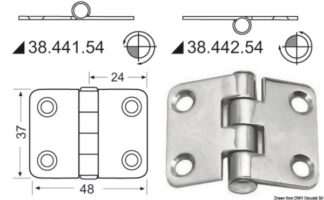 Cerniera nodo sporgente 48x37 mm - 38.442.54 Osculati Molle a gas, ferramenta inox