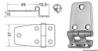 Cerniera inox a sbalzo 67,5x37 mm - 38.441.57 Osculati Molle a gas, ferramenta inox