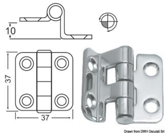 Cerniera inox a sbalzo 37x37 mm - 38.441.59 Osculati Molle a gas, ferramenta inox