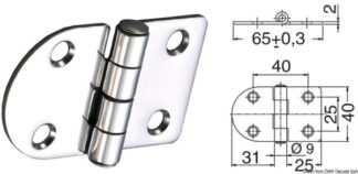 Cerniera inox 65x40 mm - 38.441.69 Osculati Molle a gas, ferramenta inox