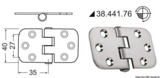 Cerniera inox rovesciata 70x39 mm - 38.441.76 Osculati Molle a gas, ferramenta inox
