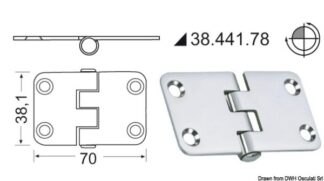 Cerniera inox rovesciata 70x38,1 mm - 38.441.78 Osculati Molle a gas, ferramenta inox