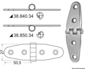 Cerniera inox rovesciata - 38.850.34 Osculati Molle a gas, ferramenta inox