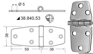 Cerniere inox 97x38 mm - 38.840.53 Osculati Molle a gas, ferramenta inox
