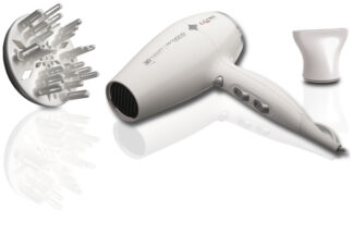 GA.MA Phon Diamond Ceramic: 2300 W, tecnologia agli ioni, anti effetto crespo, componenti interni in ceramica ideale capelli danneggiati, Motore DC leggero e silenzioso, 6 combinazioni di temperature e velocità, inclusa 1 bocchetta e 1 diffusore